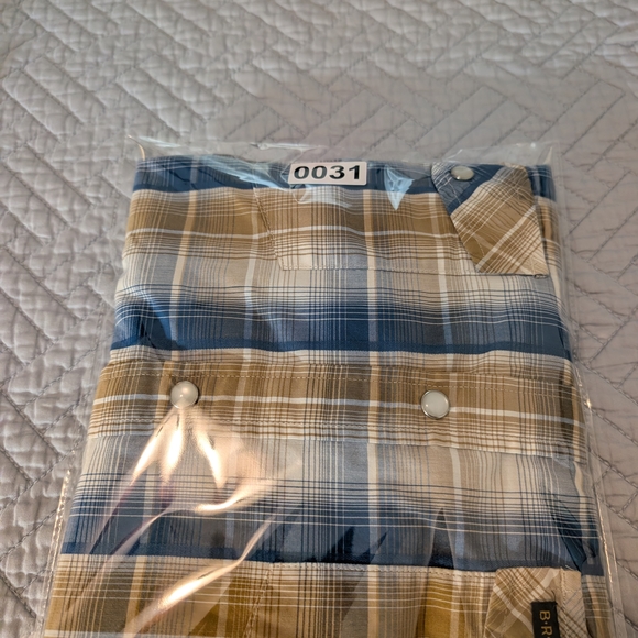 Howler Brothers Blue and Tan Plaid Pearl Snap Short Shirt Sleeve XL - Picture 8 of 8